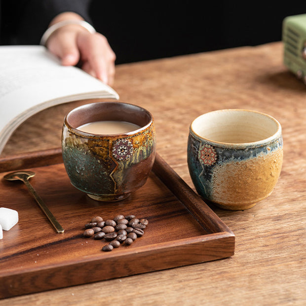 Buddha Stones Sunflower Kiln Change Ceramic Coffee Mug Tea Latte Espresso Coffee Cup 250ml