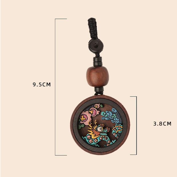 Buddha Stones Year Of The Dragon Hand Painted Chinese Zodiac Rosewood Carved Calm Key Chain (Extra 30% Off | USE CODE: FS30) Key Chain BS 5