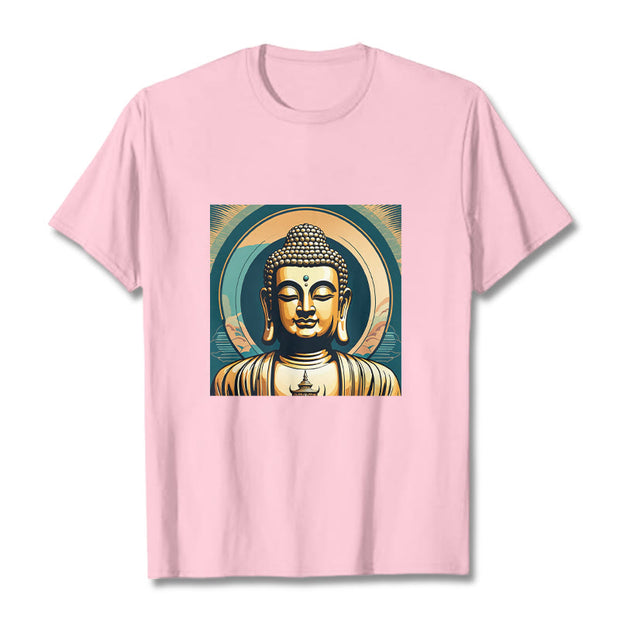 Buddha Stones Aura Golden Buddha Tee T-shirt T-Shirts BS LightPink 2XL