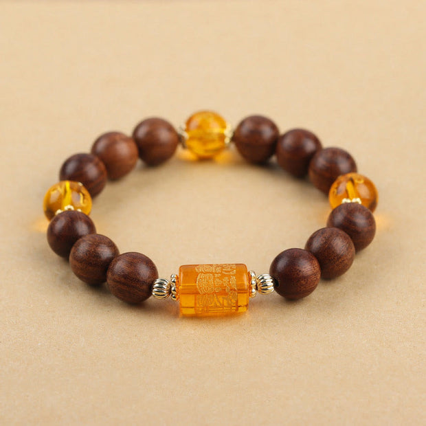 Buddha Stones Natural Phoebe Zhennan Wood Om Mani Padme Hum God Of Wealth Crystal Protection Bracelet (Extra 40% Off | USE CODE: FS40) - 10mm - image 0