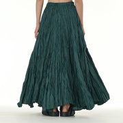 Buddha Stones Solid Color Loose Long Elastic Waist Skirt 75