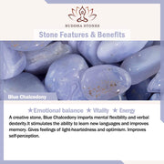 Buddha Stones Blue Chalcedony Emotional Balance Energy Bracelet Bangle