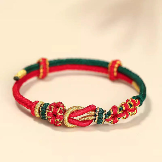 Buddha Stones Handmade Peach Blossom Knot Eight Thread Peace Knot Luck Protection Bracelet (Extra 35% Off | USE CODE: FS35) - Red Green(Wrist Circumference 15-19cm) - image 11