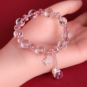 Buddha Stones White Crystal Pink Crystal Protection Star Charm Bracelet 11