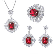 Buddha Stones Emerald Crystal Red Corundum Confidence Courage Ring Earrings Necklace Pendant