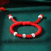 Buddha Stones 925 Sterling Silver King Kong Knot Multicolored Red String Strength Handmade Braided Kids Child Bracelet