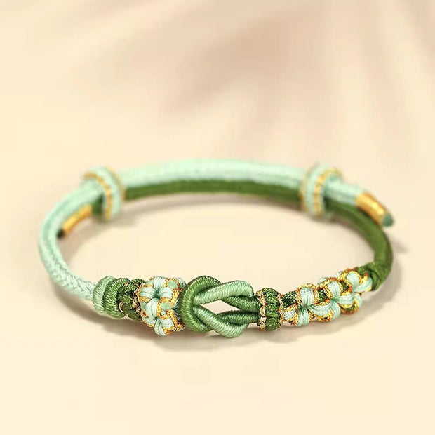 Buddha Stones Handmade Peach Blossom Knot Eight Thread Peace Knot Luck Protection Bracelet (Extra 35% Off | USE CODE: FS35) - Green(Wrist Circumference 15-19cm) - image 4