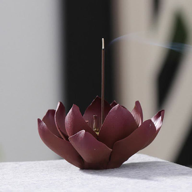 Buddha Stones Tibetan Lotus Positive Peace Incense Burner Decoration Incense Burner BS 6