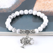 Buddha Stones Natural Gemstone Tree of Life Lucky Charm Stretch Bracelet Bracelet BS White Turquoise