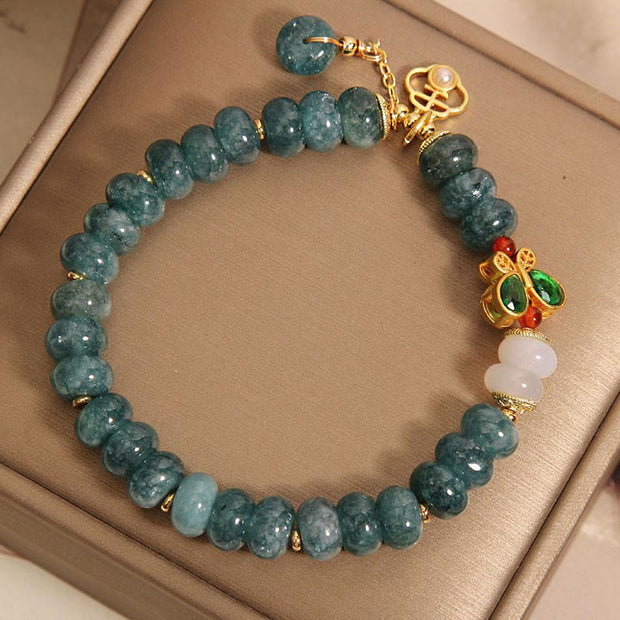 Buddha Stones Jade White Agate Butterfly Abacus Beads Abundance Bracelet
