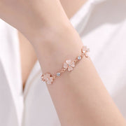 Buddha Stones Pink Crystal Four Leaf Clover Love Chain Bracelet Bracelet BS 5
