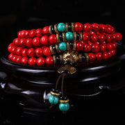 Buddha Stones Tibetan Mala Red Turquoise Lucky Necklace Bracelet