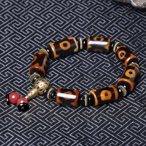 Buddha Stones Tibetan Nine-Eye Dzi Bead Fortune Charm Bracelet Bracelet BS 2
