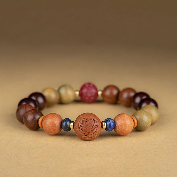 Buddha Stones Chinese Zodiac Natural Green Sandalwood Protection Bracelet (Extra 30% Off | USE CODE: FS30)