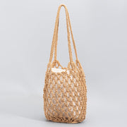 Buddha Stones Hand-woven Cotton Thread Shoulder Bag Handbags Shoulder Bag&Handbags BS Yellow 23*15*27cm