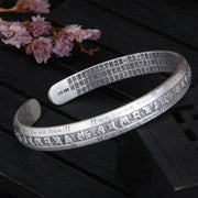 Buddha Stones 999 Sterling Silver Om Mani Padme Hum Heart Sutra Lotus Peace Bracelet Bangle