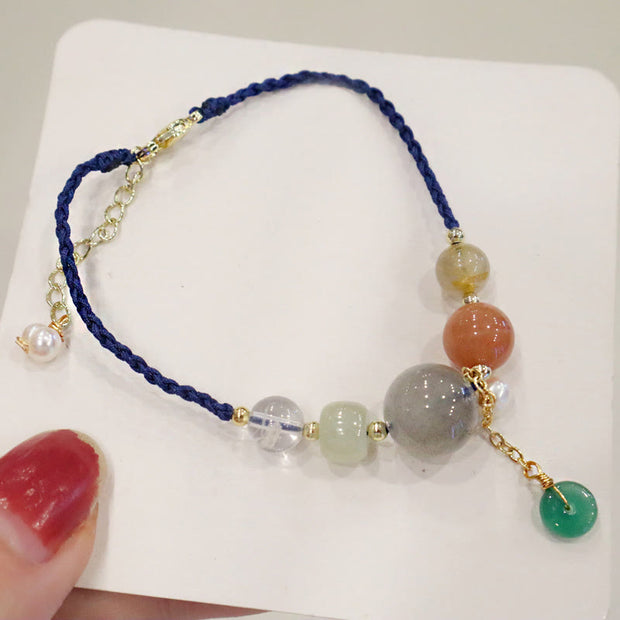 Buddha Stones Moonstone Sunstone Beads Peace Buckle Charm Healing Bracelet Bracelet BS 19