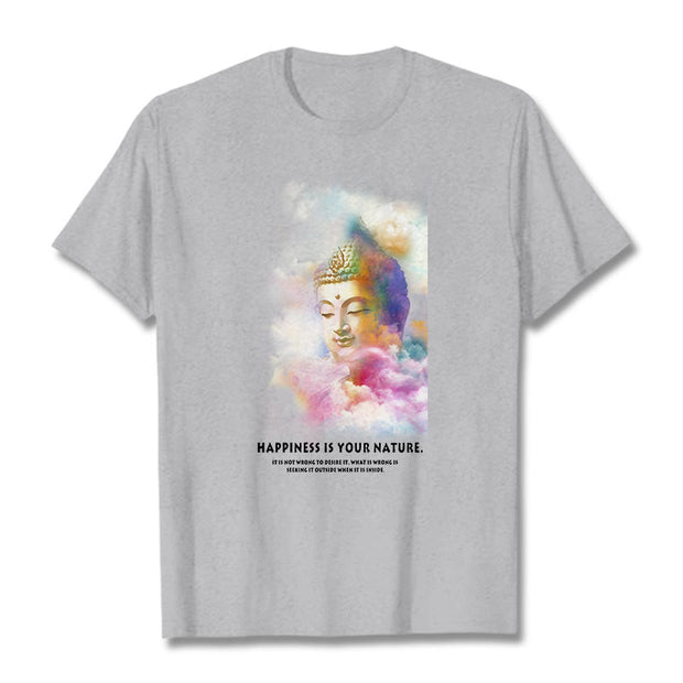 Buddha Stones Happiness Is Your Nature Tee T-shirt T-Shirts BS LightGrey 2XL