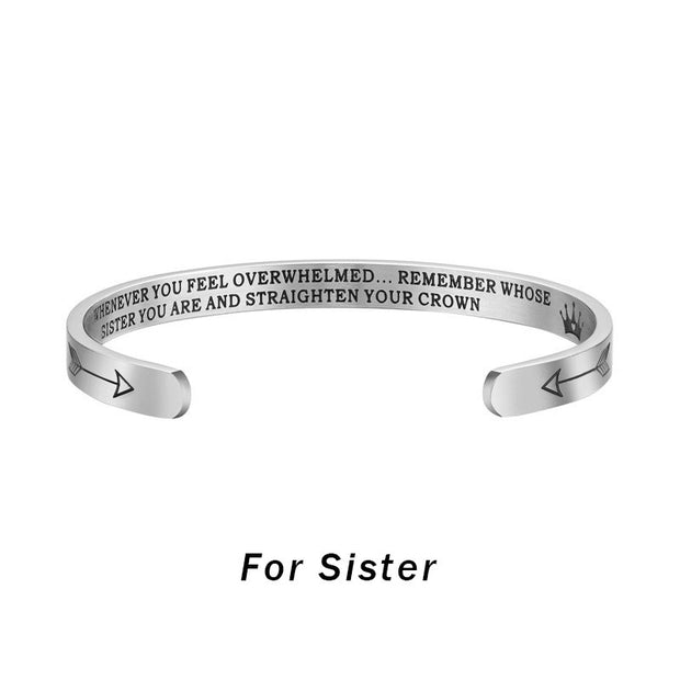 Buddha Stones Inspirational Bracelets Personalized Gift for Her Him Engraved Mantra Cuff Bangle Crown Jewelry (Extra 40% Off | USE CODE: FS40) - For sister - image 3