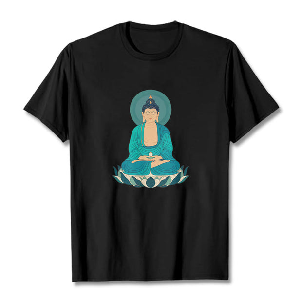 Buddha Stones Lotus Meditation Buddha Tee T-shirt T-Shirts BS Black 2XL