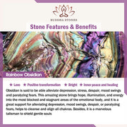 Buddha Stones Lava Rock Stone Rainbow Obsidian Copper Support Healing Bracelet Bracelet BS 19