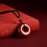 Buddha Stones Cinnabar Peace Buckle Calm Blessing Necklace Pendant (Extra 35% Off | USE CODE: FS35) - 26*10mm&Rope - image 8