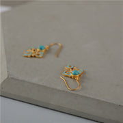 Buddha Stones Copper Enamel Turquoise Positive Drop Earrings
