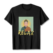 Buddha Stones Buddha Says Relax Buddha Tee T-shirt T-Shirts BS Black 2XL