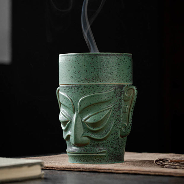 Buddha Stones Bronze Age Relics Sanxingdui Mask Three Star Mound Ceramic Healing Incense Burner