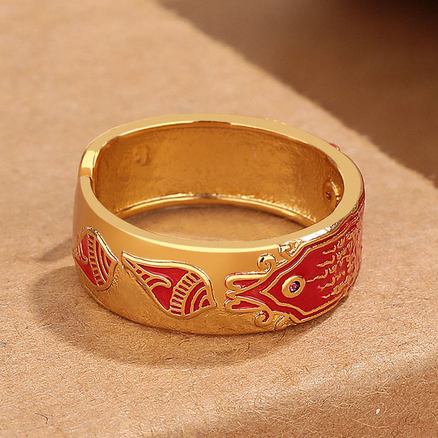 FREE Today: Spiritual Healing Five Scriptures Shankha Pattern Copper Ring