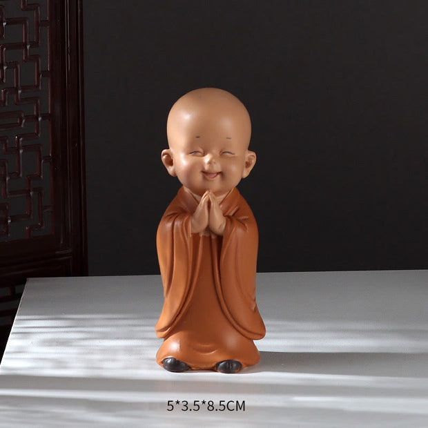 Buddha Stones Small Mini Meditation Praying Monk Serenity Resin Home Decoration Decorations BS Standing Monk 5.5*3.5*8.5cm