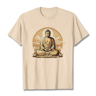 Buddha Stones Sun Auspicious Clouds Buddha Tee T-shirt T-Shirts BS Bisque 2XL