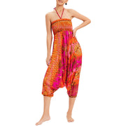 Buddha Stones Two Style Wear Gradient Colorful Loose Smocked Harem Trousers Jumpsuit High Waist Pants