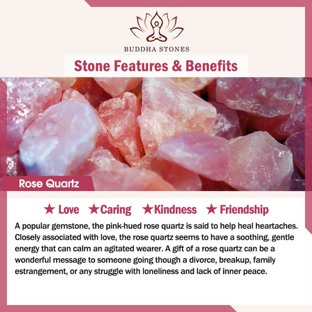 Buddha Stones Rose Quartz Elephant Healing Energy Charm Bracelet