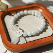 Buddha Stones "Hoping for Purity and Peace"Natural White Jade Bracelet Includes Gift Message Card - image 3