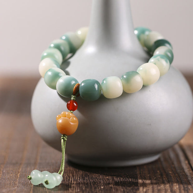 Buddha Stones Gradient Bodhi Seed Nine Tailed Fox Cat Paw Claw Pine Cone Peace Bracelet (Extra 40% Off | USE CODE: FS40) - Yellow Cat Paw(Wrist Circumference 16-17cm) - image 12