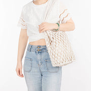 Buddha Stones Hand-woven Cotton Thread Shoulder Bag Handbags Shoulder Bag&Handbags BS 18