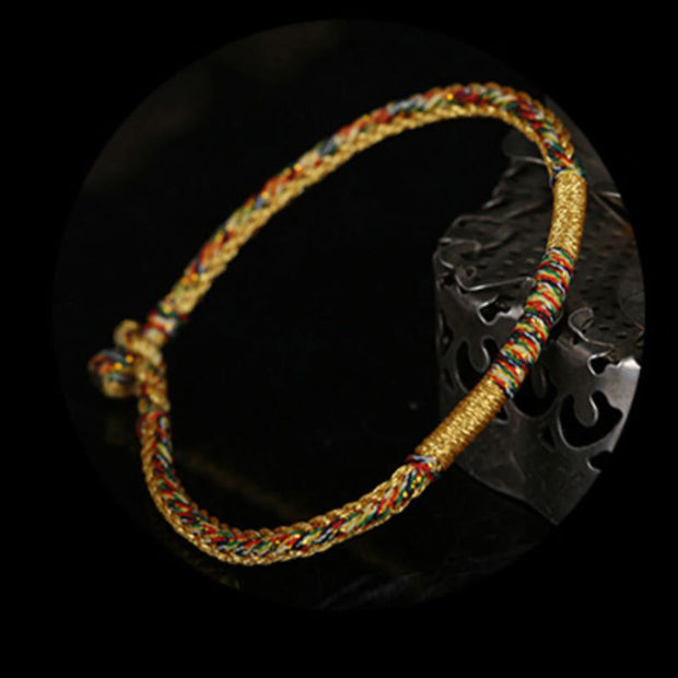 FREE Today: Auspicious Symbol Handmade Gold Multicolored Rope Bracelet Anklet FREE FREE 12