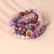 Buddha Stones 108 Beads Miano Real Pink Crystal Mala Healing Bracelet Mala Bracelet BS main