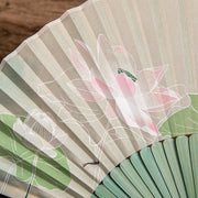 Buddha Stones Jasmine Lotus Begonia Flowers Handheld Bamboo Folding Fan (Extra 30% Off | USE CODE: FS30) - image 5