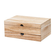 Buddha Stones Retro Beige Wooden Jewelry Box Two-Layer Jewelry Storage Box With Mirror - image 16