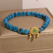 Buddha Stones Blue Candy Agate Chinese Lock Charm Healing Bracelet