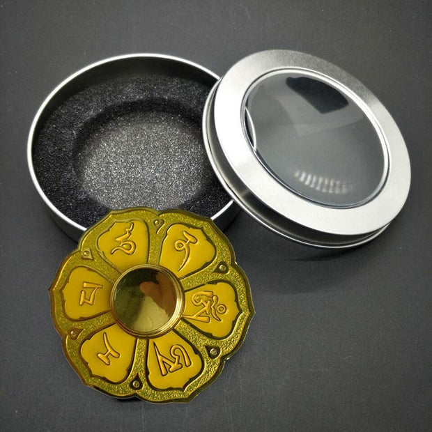 Buddha Stones Six True Words Fidget Spinner Blessing Finger Hand Spinner Decoration (Extra 30% Off | USE CODE: FS30) - Yellow - image 5