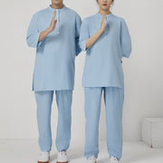 Buddha Stones 2Pcs Buttons Men's Three Quarter Sleeve Shirt Top Pants Meditation Zen Tai Chi Cotton Linen Clothing Set 9
