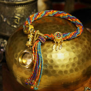 Buddha Stones Tibetan Om Mani Padme Hum Dreamcatcher Luck Colorful Reincarnation Knot String Bracelet Bracelet BS 4