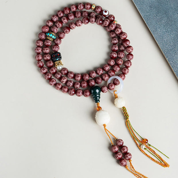 Buddha Stones Red Bodhi Seed Om Mani Padme Hum Lotus Engraved Harmony Bracelet (Extra 30% Off | USE CODE: FS30) - image 10