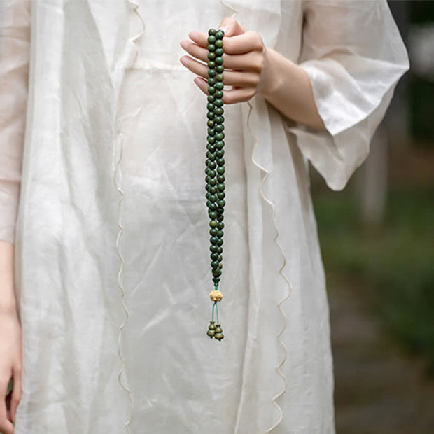 Buddha Stones 108 Mala Beads Green Sandalwood Boxwood Lotus Positive Bracelet (Extra 35% Off | USE CODE: FS35) - image 12