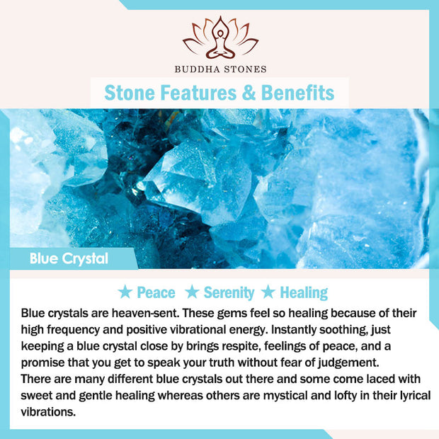 Buddha Stones Natural Blue Crystal Amethyst Chalcedony Flower Healing Bracelet Bracelet BS 6