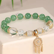 Buddha Stones Green Strawberry Quartz Amethyst Crystal Dreamcatcher Healing Bracelet 1