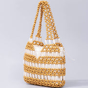 Buddha Stones Hand-woven Round Wooden Beads Handbag Shoulder Bag BS 1